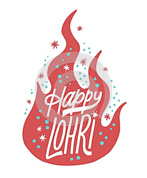 Happy Lohri festival. Colored fire vector illustration of happy celebration Lohry. Trendy concept of happy lohry holiday.