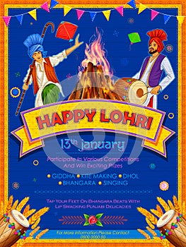 Happy Lohri holiday background for Punjabi festival