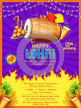 Happy Lohri holiday background for Punjabi festival