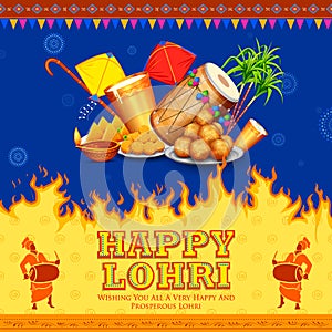 Happy Lohri holiday background for Punjabi festival