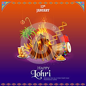 Happy Lohri holiday background for Punjabi festival