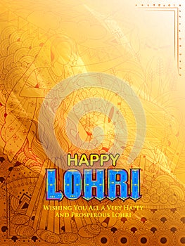 Happy Lohri holiday background for Punjabi festival