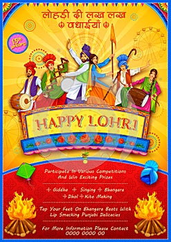 Happy Lohri holiday background for Punjabi festival