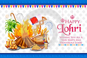 Happy Lohri holiday background for Punjabi festival