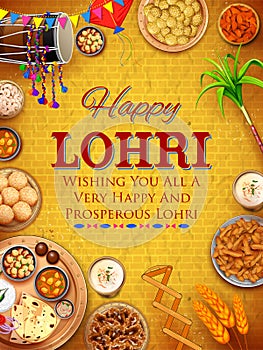 Happy Lohri holiday background for Punjabi festival