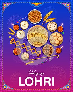 Happy Lohri holiday background for Punjabi festival