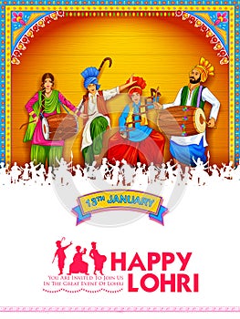 Happy Lohri holiday background for Punjabi festival