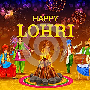 Happy Lohri holiday background for Punjabi festival