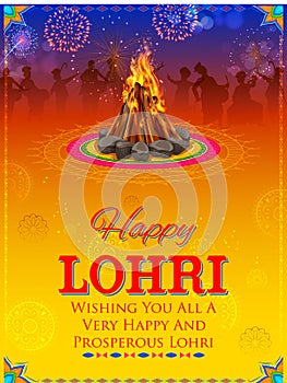 Happy Lohri holiday background for Punjabi festival