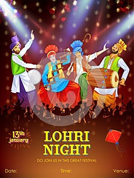 Happy Lohri holiday background for Punjabi festival