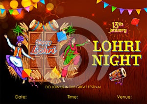 Happy Lohri holiday background for Punjabi festival