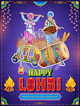 Happy Lohri holiday background for Punjabi festival