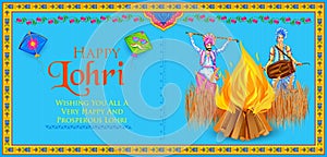 Happy Lohri holiday background for Punjabi festival