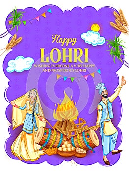 Happy Lohri holiday background for Punjabi festival