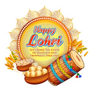 Happy Lohri holiday background for Punjabi festival