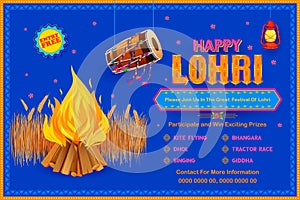 Happy Lohri holiday background for Punjabi festival