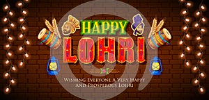 Happy Lohri holiday background for Punjabi festival