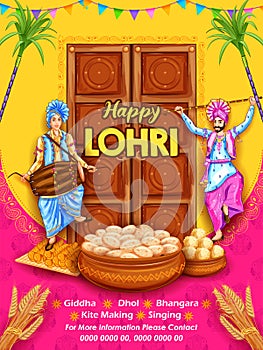 Happy Lohri holiday background for Punjabi festival