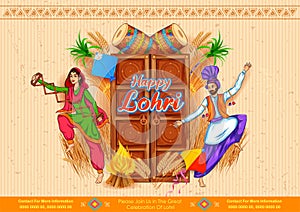 Happy Lohri holiday background for Punjabi festival