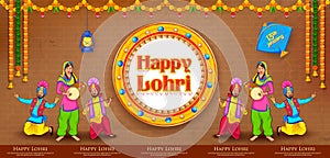 Happy Lohri holiday background for Punjabi festival