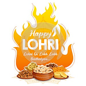 Happy Lohri holiday background for Punjabi festival