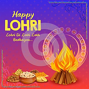 Happy Lohri holiday background for Punjabi festival