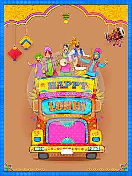 Happy Lohri holiday background for Punjabi festival