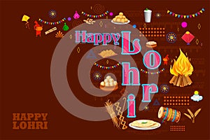 Happy Lohri holiday background for Punjabi festival