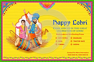 Happy Lohri holiday background for Punjabi festival