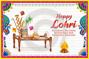 Happy Lohri holiday background for Punjabi festival