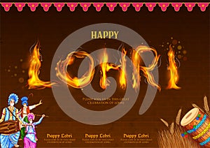 Happy Lohri holiday background for Punjabi festival