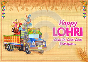 Happy Lohri holiday background for Punjabi festival