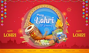 Happy Lohri holiday background for Punjabi festival