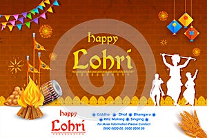 Happy Lohri holiday background for Punjabi festival