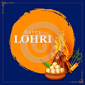 Happy Lohri holiday background for Punjabi festival