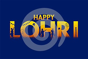 Happy Lohri holiday background for Punjabi festival