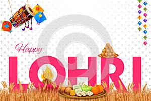 Happy Lohri holiday background for Punjabi festival