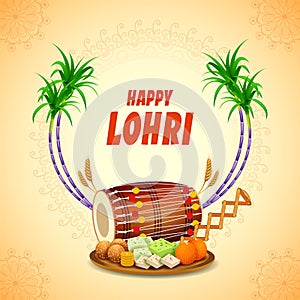 Happy Lohri holiday background for Punjabi festival