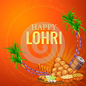 Happy Lohri holiday background for Punjabi festival