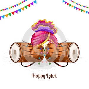 Happy Lohri holiday background for punjabi festival design