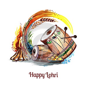 Happy lohri holiday background for punjabi festival design