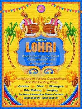 Happy Lohri holiday background for Punjabi festival