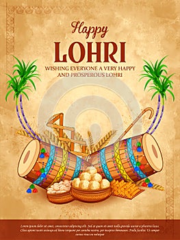 Happy Lohri holiday background for Punjabi festival