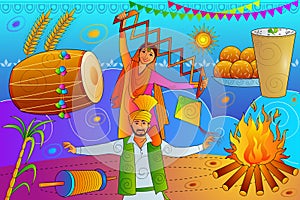 Happy Lohri Punjab festival celebration background