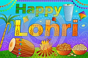 Happy Lohri Punjab festival celebration background