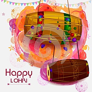 Happy Lohri Punjabi religious holiday background for harvesting