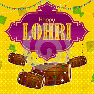 Happy Lohri Punjabi religious holiday background for harvesting festival of India