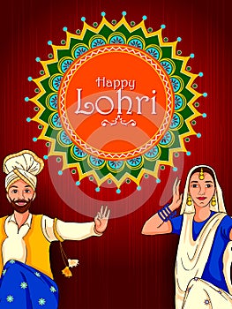 Happy Lohri Punjabi religious holiday background for harvesting festival of India