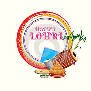 Happy Lohri Punjabi religious holiday background for harvesting festival of India