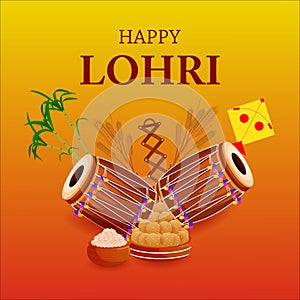 Happy Lohri Punjabi religious holiday background for harvesting festival of India